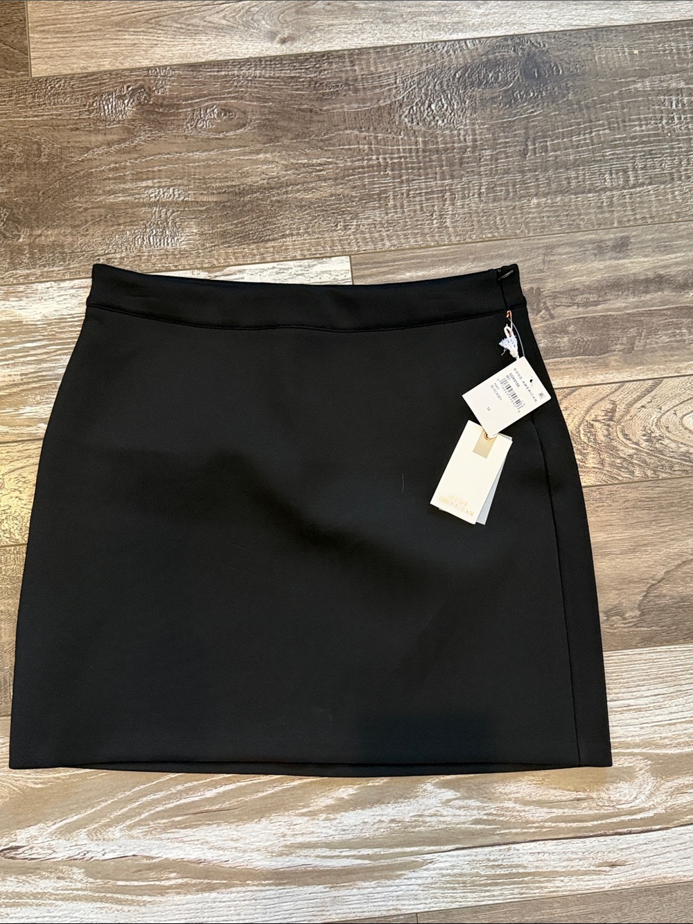 Good American Black Stretch Ponte Pencil Mini Skirt